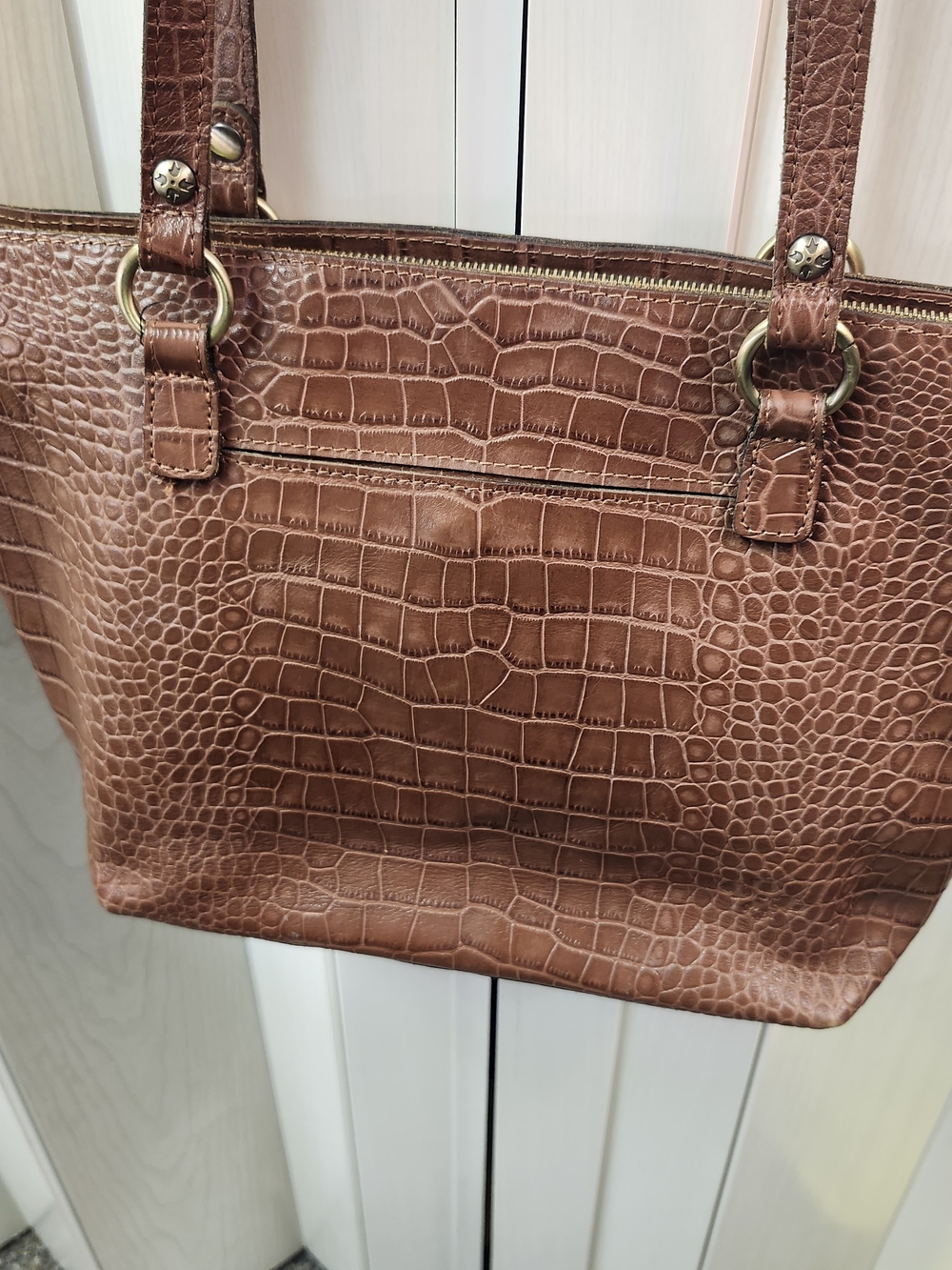 Patricia Nash Croc-Embossed Leather Tote in Brown